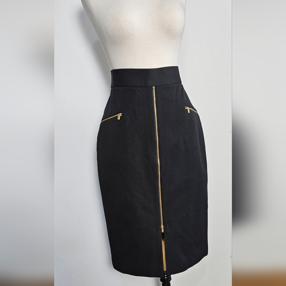 Banana Republic Black Pencil Skirt with Gold Zippers